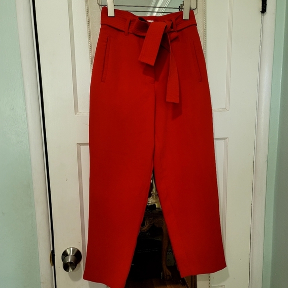 Aritzia Wilfred Front Tie High Rise Ankle Pants size 2 red. - Picture 14 of 17